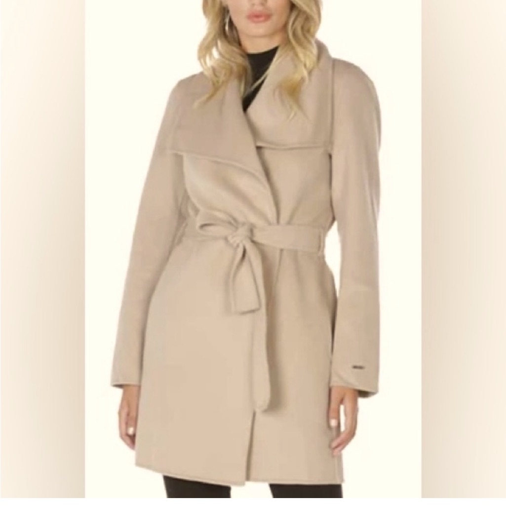 Angola,Wool Laundry By Shelli Segal Tan Belted Coat